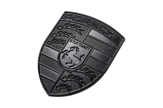 Porsche Crest Emblem Badge - Blacked Out Metal - Performance SpeedShop