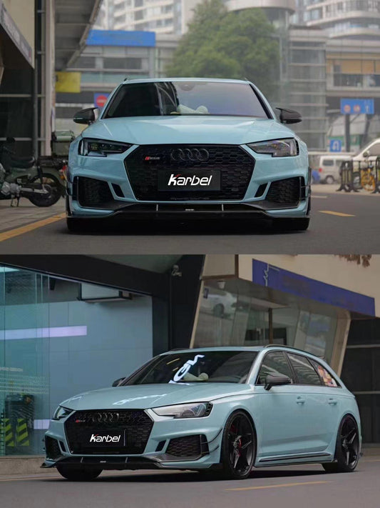 Audi RS4 B9 / B9.5 2018 2019 2020 2021 2022 2023 2024 with Aftermarket Parts - Front Canards Pre-preg Carbon Fiber from Karbel Carbon