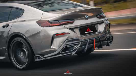 BMW 8 Series M850i 840i (With M-Package Bumper) G14 G15 G16 2018 2019 2020 2021 2022 2023 2024 with Aftermarket Parts - AE Rear Diffuser & Canards Carbon Fiber from ArmorExtend