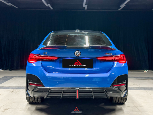 BMW I4 M50 / e Drive 40 G26 2022-ON & 4 Series Gran Coupe M440i 430i G26 2022-ON (with M-package bumper, does not fit base model) with Aftermarket Parts - AE Style Rear Diffuser & Canards Carbon Fiber from ArmorExtend