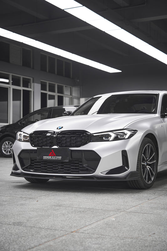 BMW 3 Series 330i (With M-Package Bumper, does not fit base model) M340i LCI G20 G21 2023 2024 with Aftermarket Parts - Plustic Style Front Lip ABS from ArmorExtend