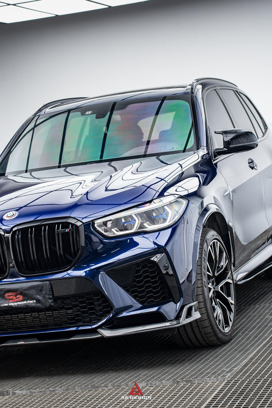 BWM X5M X5MC F95 Pre-LCI 2020 2021 2022 2023 with Aftermarket Parts - AE Style Front Lip Carbon Fiber from ArmorExtend