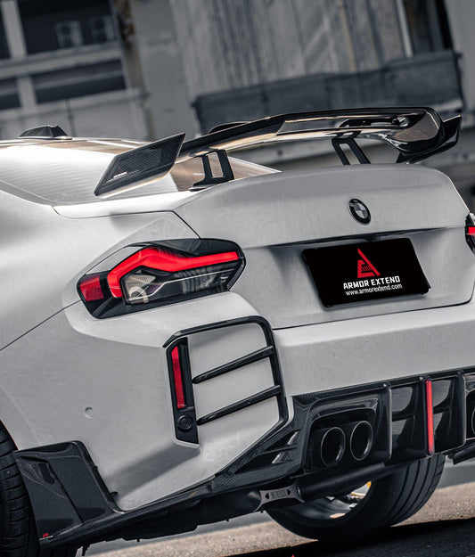 BMW M2 M2C G87 2023 2024 with Aftermarket Parts - ART Style Rear Bumper Upper Valences Carbon Fiber from ArmorExtend