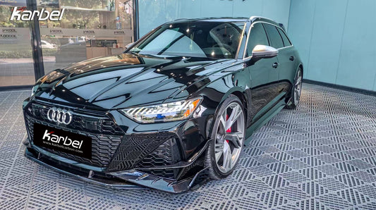 Audi RS6 C8 2020-ON & RS7 C8 2020-ON with Aftermarket Parts - Front Lip Pre-preg Carbon Fiber from Karbel Carbon