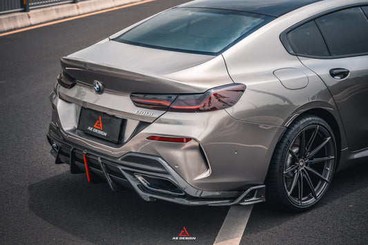 BMW 8 Series M850i 840i (With M-Package Bumper) G14 G15 G16 2018 2019 2020 2021 2022 2023 2024 with Aftermarket Parts - AE Rear Diffuser & Canards Carbon Fiber from ArmorExtend
