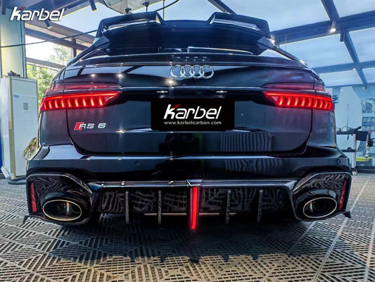 Audi RS6 C8 2020-ON with Aftermarket Parts - Rear Trunk Spoiler Pre-preg Carbon Fiber from Karbel Carbon