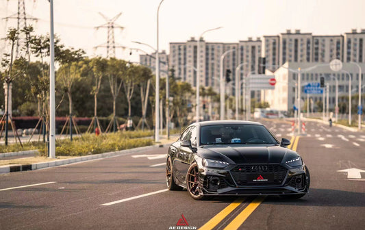 Audi RS5 B9.5 2020 2021 2022 2023 2024 with Aftermarket Parts - AE Style Front Lip Carbon Fiber from ArmorExtend