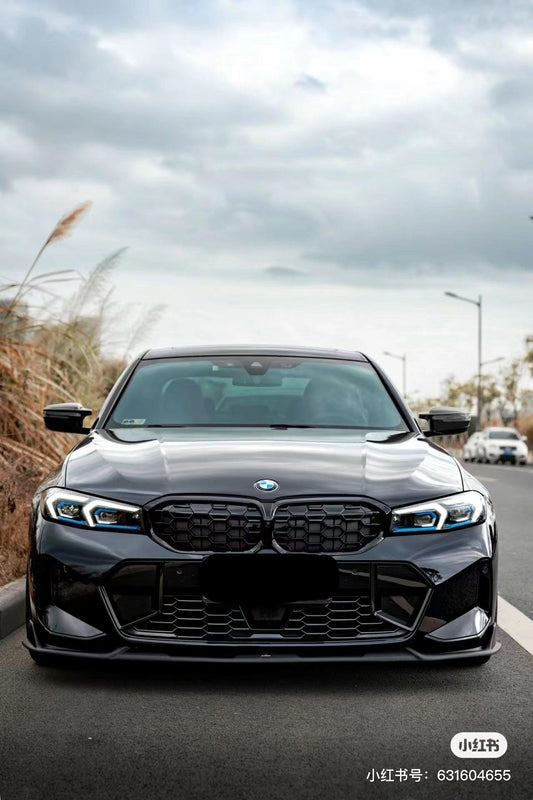BMW 3 Series 330i (With M-Package Bumper, does not fit base model) M340i LCI G20 G21 2023 2024 with Aftermarket Parts - Plustic Style Front Lip ABS from ArmorExtend
