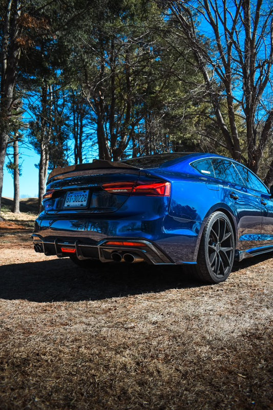 Audi S5 A5 (with s-line bumper, does not base model) B9.5 2020 2021 2022 2023 2024 with Aftermarket Parts - Rear Diffuser Pre-preg Carbon Fiber from Karbel Carbon