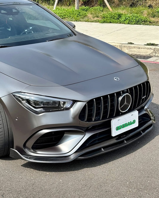 Mercedes Benz CLA45 (Does not fit CLA45s) C118 2020 2021 2022 2023 2024 with Aftermarket Parts - V1 Style Front Lip Pre-preg Carbon Fiber from TAKD Carbon