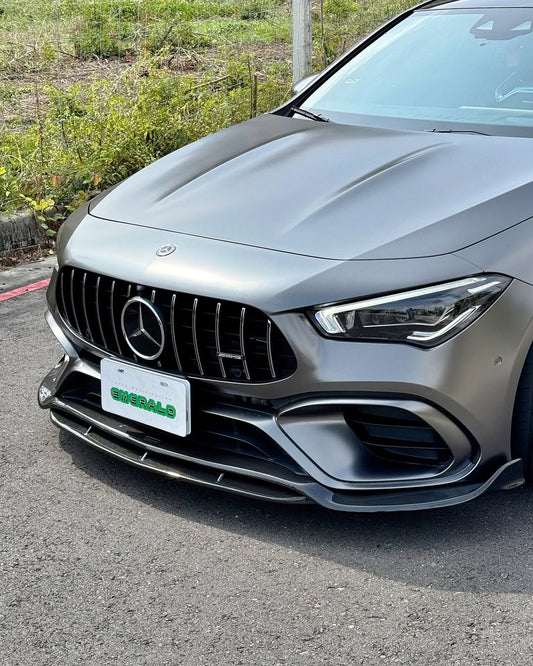 Mercedes Benz CLA45 (Does not fit CLA45s) C118 2020 2021 2022 2023 2024 with Aftermarket Parts - V1 Style Front Lip Pre-preg Carbon Fiber from TAKD Carbon