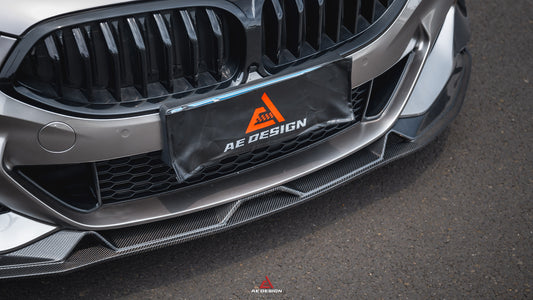 BMW 8 Series M850i 840i (With M-Package Bumper) G14 G15 G16 2018 2019 2020 2021 2022 2023 2024 with Aftermarket Parts - AE Style Front Canards Carbon Fiber from ArmorExtend