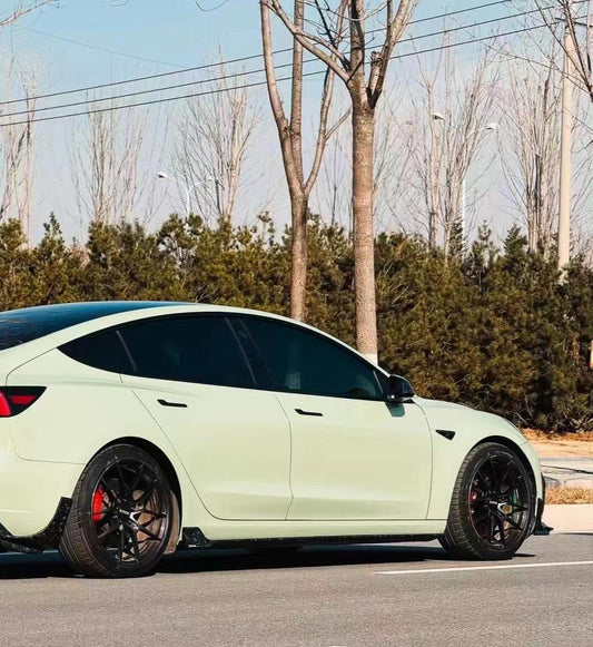 Tesla Model 3/P 2017-2023 with Aftermarket Parts - Side Skirts Pre-preg Carbon Fiber from Karbel Carbon