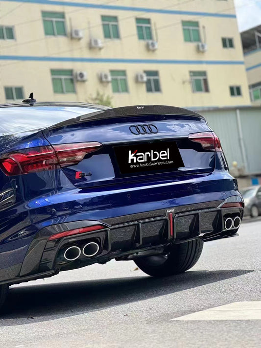 Audi S4 B9.5 2020-ON with Aftermarket Parts - Rear Diffuser & Canards V1 Style Pre-preg Carbon Fiber from Karbel Carbon