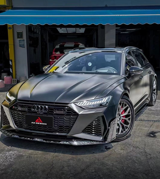 Audi RS6 C8 2020 2021 2022 2023 2024 & RS7 C8 2020 2021 2022 2023 2024 with Aftermarket Parts - AE Front Lip Pre-Preg Carbon Fiber from ArmorExtend