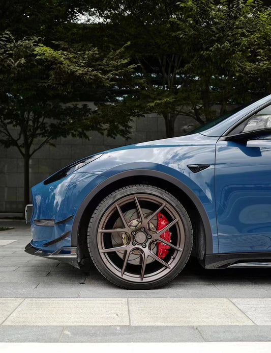 Tesla Model Y 2020 2021 2022 2023 2024 with Aftermarket Parts - AE Style Front Lip Carbon Fiber from ArmorExtend