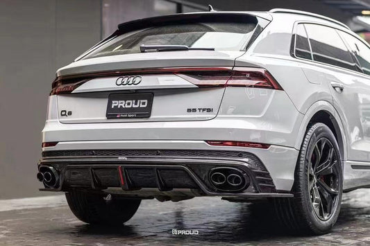 Audi Q8 2019-ON with Aftermarket Parts - V1 Style Rear Diffuser Pre-preg Carbon Fiber from Karbel Carbon