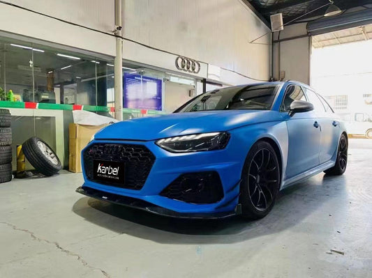 Audi RS4 B9.5 2020 2021 2022 2023 2024 with Aftermarket Parts - Front Canards Pre-preg Carbon Fiber from Karbel Carbon