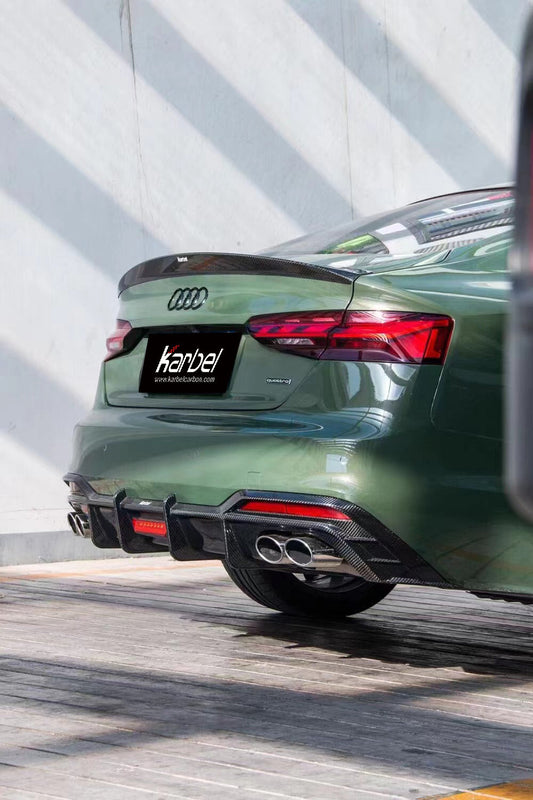 Karbel Carbon V1 Rear Lip Spoiler for Audi RS5 S5 A5 B9 B9.5 2017-Early 2025 Sedan Sportback Dry Pre-preg Carbon Fiber
