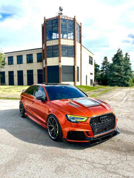 Audi RS3 S3 A3 8V / 8V.5 2014 2015 2016 2017 2018 2019 2020 with Aftermarket Parts - V3 Hood Bonnet Carbon Fiber / FRP from CMST Tuning