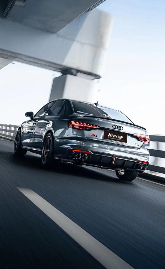 Audi S4 B9.5 2020-ON with Aftermarket Parts - Rear Diffuser & Canards V1 Style Pre-preg Carbon Fiber from Karbel Carbon