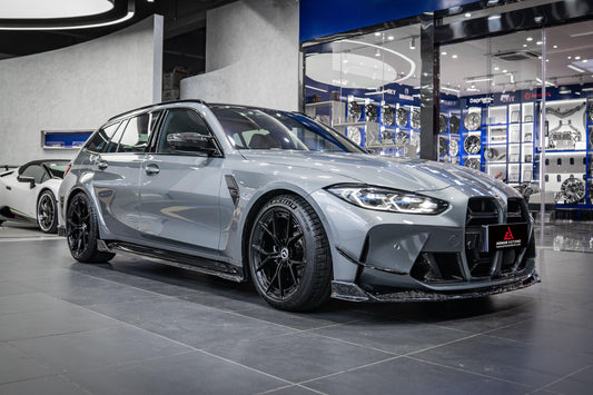 BMW M3 G80 G81 2021 2022 2023 2024 & M4 G82 G83 2021 2022 2023 2024 with Aftermarket Parts - AE Style Front Canards Carbon Fiber from ArmorExtend