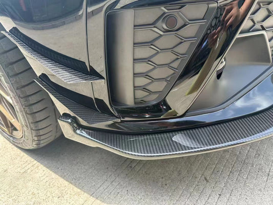 Audi S4 A4 S-line (with s-line bumper, does not fit base model) B9.5 2020 2021 2022 2023 2024 With Aftermarket Parts - Compatible with Karbel Upper Valences & Compatible with OEM Bumper Style Front Canards Pre-preg Carbon Fiber from Karbel Carbon