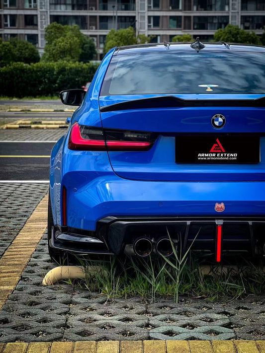 BMW M3 G80 G81 2021 2022 2023 2024 & M4 G82 G83 2021 2022 2023 2024 with Aftermarket Parts - AE V2 Style Rear Diffuser & Canards Carbon Fiber from ArmorExtend