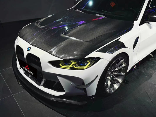 BMW M3 G80 G81 2021 2022 2023 2024 & M4 G82 G83 2021 2022 2023 2024 with Aftermarket Parts - AE Style Front Canards Carbon Fiber from ArmorExtend