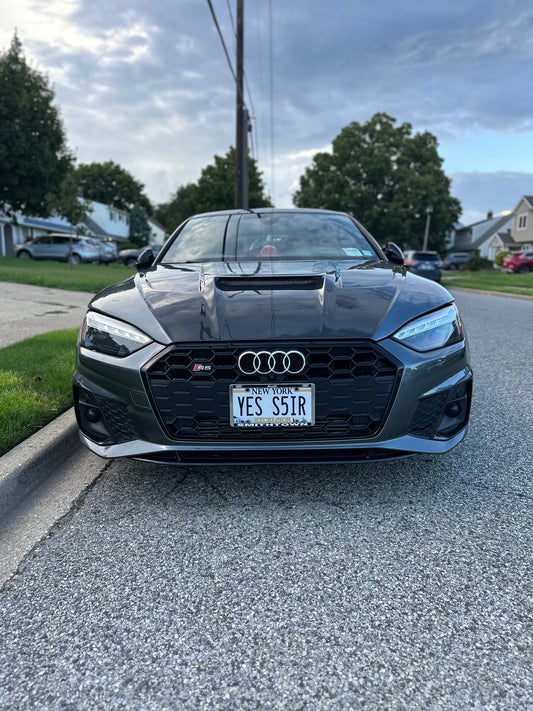 Audi RS5 S5 A5 B9 B9.5 2017-ON with Aftermarket Parts - V2 Tempered Glass Transparent Hood Bonnet Carbon Fiber / FRP from CMST Tuning