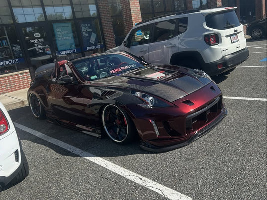 Nissan 370Z Sport Touring Base Fairlady Z Z34 Pre-Facelift 2009 2010 2011 & 370Z Sport Touring Base Fairlady Z Z34 Facelift 2012 2013 2014 2015 2016 2017 2018 2019 2020 & Nismo V1 2009 2010 2011 & Nismo V2 2012 2013 2014 2015 2016 2017 2018 2019 2020 with Aftermarket Parts - VRSA2 Style Front Bumper & Lip Carbon Fiber from EPR USA