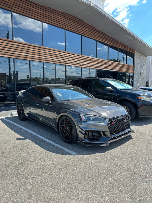 Audi RS5 B9 2018 2019 2020 with Aftermarket Parts - Front Lip Pre-preg Carbon Fiber from Karbel Carbon