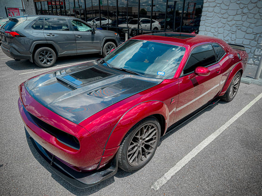 Dodge Challenger Demon Redeye Hellcat T/A Scat Pack 392 SRT R/T SXT SE 2008-2023 with Aftermarket Parts - Carbon Fiber / FRP Hood Bonnet from CMST Tuning