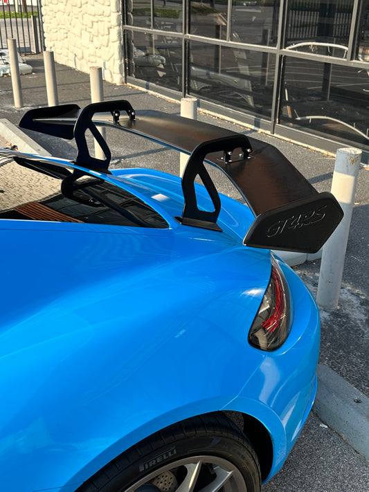 Porsche 981 Cayman (Base / S / GTS) 2012 2013 2014 2015 2016 & 718 982 Cayman (Base / T / S / GTS) 2017-ON with Aftermarket Parts - GT4RS Style Rear Wing Dry Pre-preg Carbon Fiber from Dupont Tech