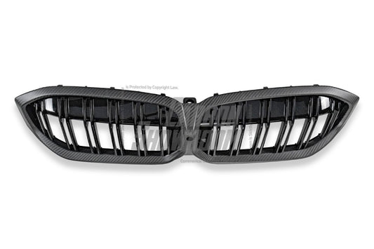 BMW 3 Series 330i M340i LCI G20 G21 2023-ON with Aftermarket Parts - Grill Pre-preg Carbon Fiber from TAKD Carbon