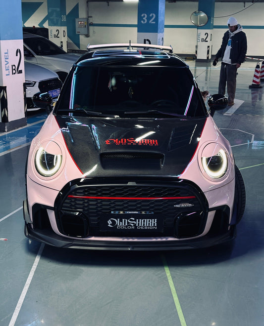 MINI Cooper JCW (John Cooper Works) F56 LCI 2022 2023 2024 with Aftermarket Parts - AE Style Front Lip Carbon Fiber from ArmorExtend