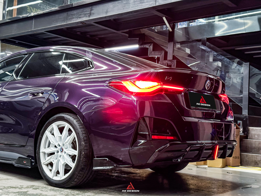 BMW I4 M50 / e Drive 40 G26 2022-ON & 4 Series Gran Coupe M440i 430i G26 2022-ON (with M-package bumper, does not fit base model) with Aftermarket Parts - AE Style Rear Diffuser & Canards Carbon Fiber from ArmorExtend
