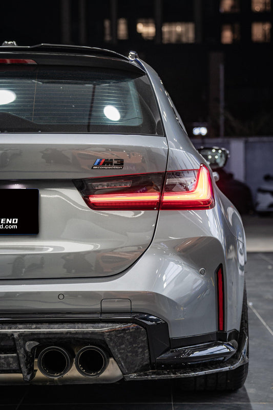 BMW M3 G80 G81 2021 2022 2023 2024 M4 G82 G83 2021 2022 2023 2024 with Aftermarket Parts - AE Style Rear Diffuser & Canards Carbon Fiber from ArmorExtend