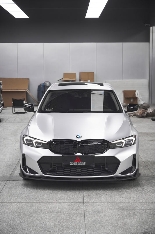 BMW 3 Series 330i (With M-Package Bumper, does not fit base model) M340i LCI G20 G21 2023 2024 with Aftermarket Parts - Plustic Style Front Lip ABS from ArmorExtend