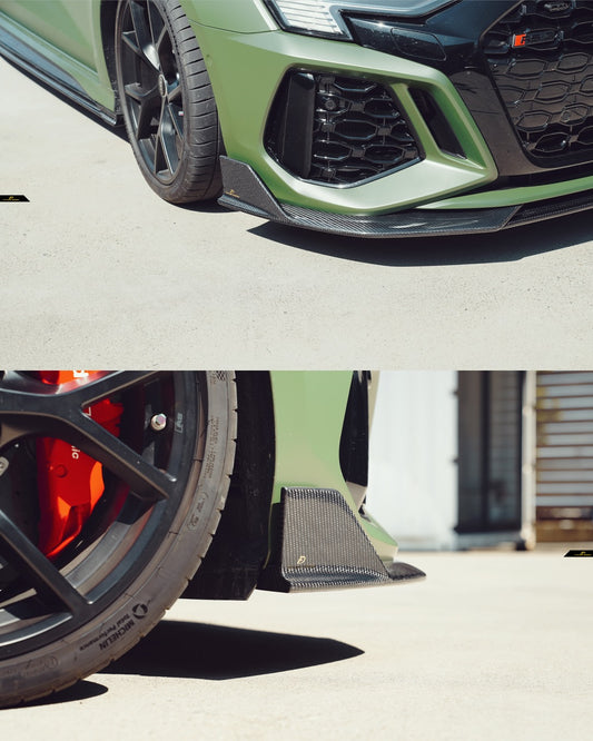 Audi RS3 8Y 2022 2023 2024 with Aftermarket Parts - V1 Front Lip Splitter Pre-preg Carbon Fiber from Future Design