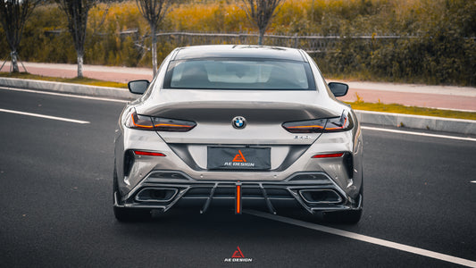 BMW 8 Series M850i 840i (With M-Package Bumper) G14 G15 G16 2018 2019 2020 2021 2022 2023 2024 with Aftermarket Parts - AE Rear Diffuser & Canards Carbon Fiber from ArmorExtend