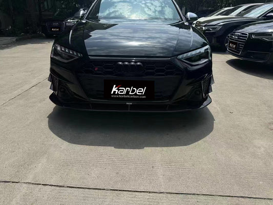 Audi S4 A4 S-line (with s-line bumper, does not fit base model) B9.5 2020-ON with Aftermarket Parts - Front Lip Pre-preg Carbon Fiber from Karbel Carbon