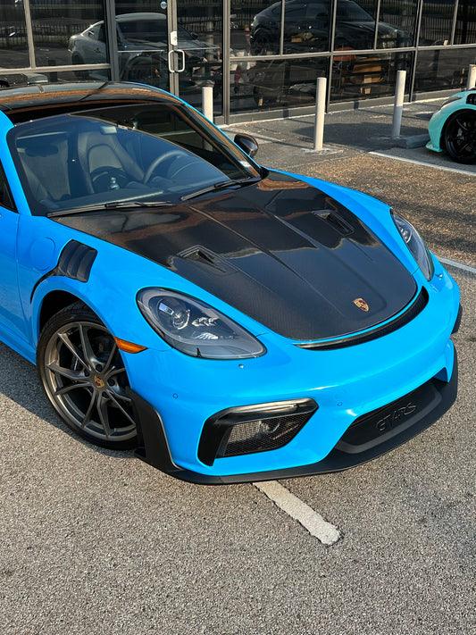 Porsche 911 991 991.1 991.2 Cayman Boxster 981 718 with Aftermarket Parts - GT2RS Hood Bonnet Carbon Fiber / FRP from CMST Tuning