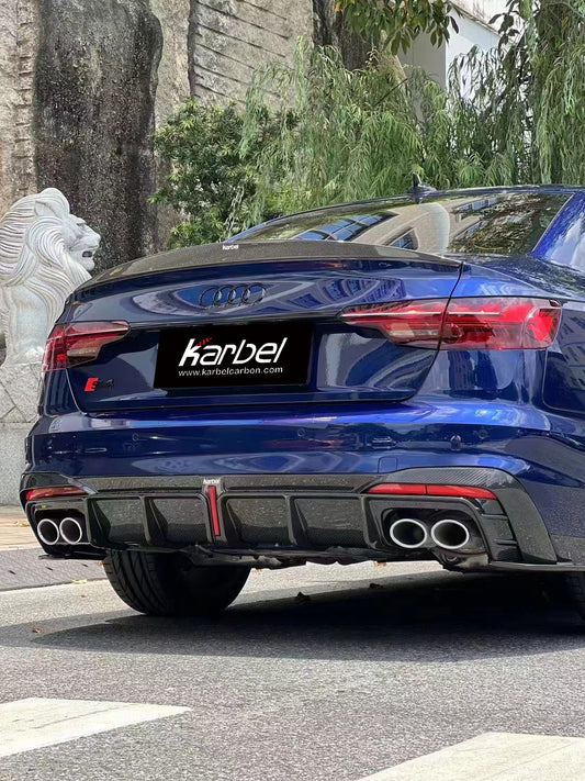 Audi S4 B9.5 2020-ON with Aftermarket Parts - Rear Diffuser & Canards V1 Style Pre-preg Carbon Fiber from Karbel Carbon