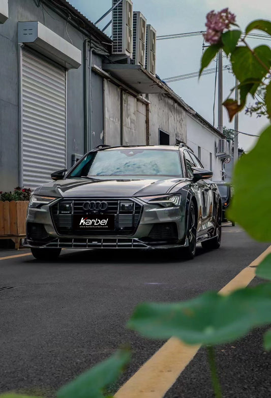 Audi A6 Allroad C8 2020-ON with Aftermarket Parts - V2 Style Front Lip Pre-preg Carbon Fiber from Karbel Carbon