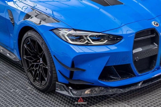 BMW M3 G80 G81 2021 2022 2023 2024 & M4 G82 G83 2021 2022 2023 2024 with Aftermarket Parts - AE V1 Style Front Lip Carbon Fiber from ArmorExtend