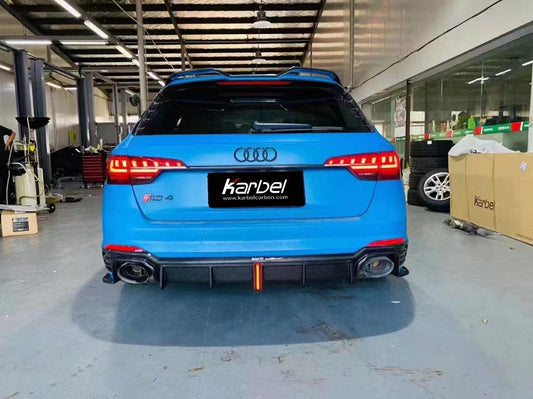 Audi RS4 B9.5 2020 2021 2022 2023 2024 with Aftermarket Parts - Rear Diffuser & Canards Pre-preg Carbon Fiber from Karbel Carbon