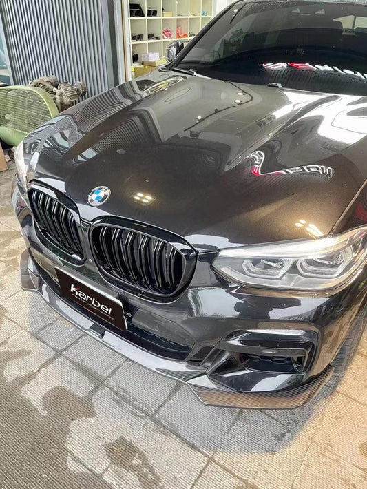BMW X3 (with M-package bumper) G01 Pre-LCI 2019-2021 & X4 (with M-package bumper) G02 Pre-LCI 2019 2020 2021 with Aftermarket Parts - Front Lip Pre-preg Carbon Fiber from Karbel Carbon
