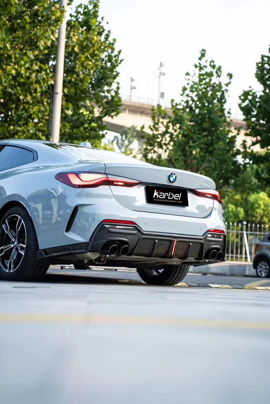 BMW 4 series 430i M440i G22 G23 2020-ON with Aftermarket Parts - Rear Diffuser & Canards Pre-preg Carbon Fiber from Karbel Carbon