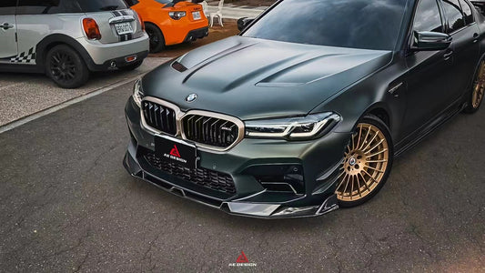 BMW M5 / M5C F90 Pre-LCI 2018 2019 2020 & M5 / M5C F90 LCI 2021 2022 2023 2024 With Aftermarket Parts - AE Lower Lip & Middle Lip Carbon Fiber from ArmorExtend